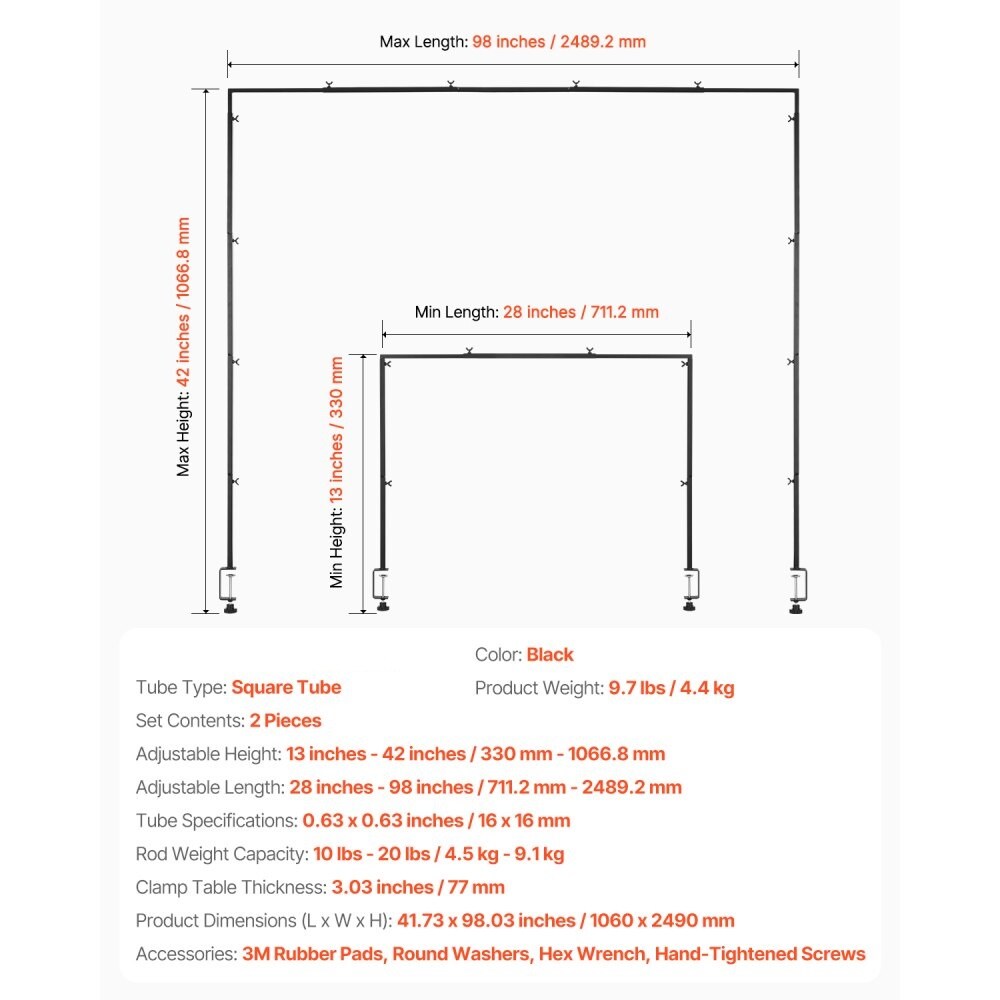 Over-the-Table Balloon Arch Stand, Adjustable Metal Rod Frame for Party Decorations
