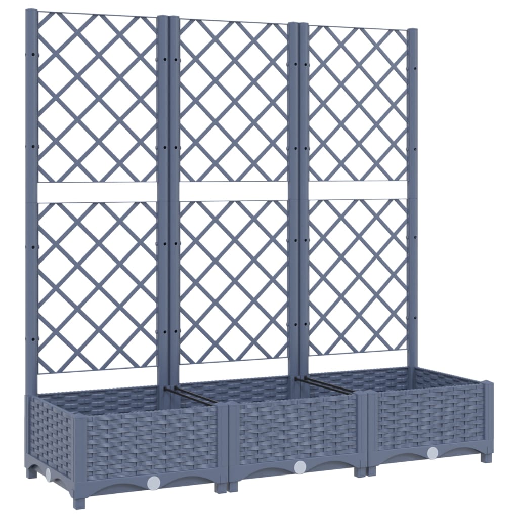 vidaXL Garden Planter with Trellis Dark Gray 47.2x15.7x47.8 PP