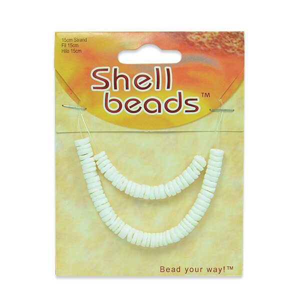 Round Shell Disk Beads - White - 15cm
