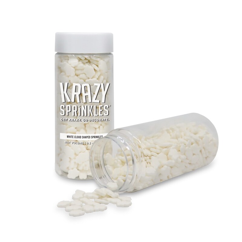 Krazy Sprinkles - White Cloud Shapes (1/2 Cup, 1x Jar) for Cakes, Ice Cream & Cookies