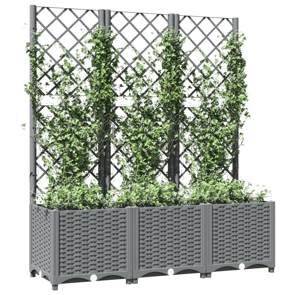 vidaXL Garden Planter with Trellis Light Gray 47.2x15.7x53.5 PP