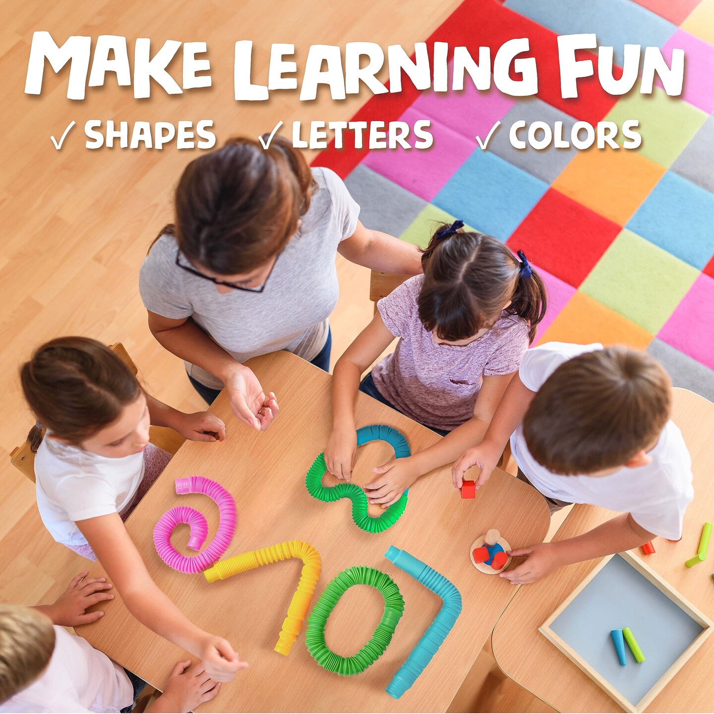 4 Pieces | Hours of Fun for Kids | Imaginative Play &#x26; Stimulating Creative Learning | Toddler Sensory Toys | Tons of Ways to Play | Connect, Stretch, Twist &#x26; Pop