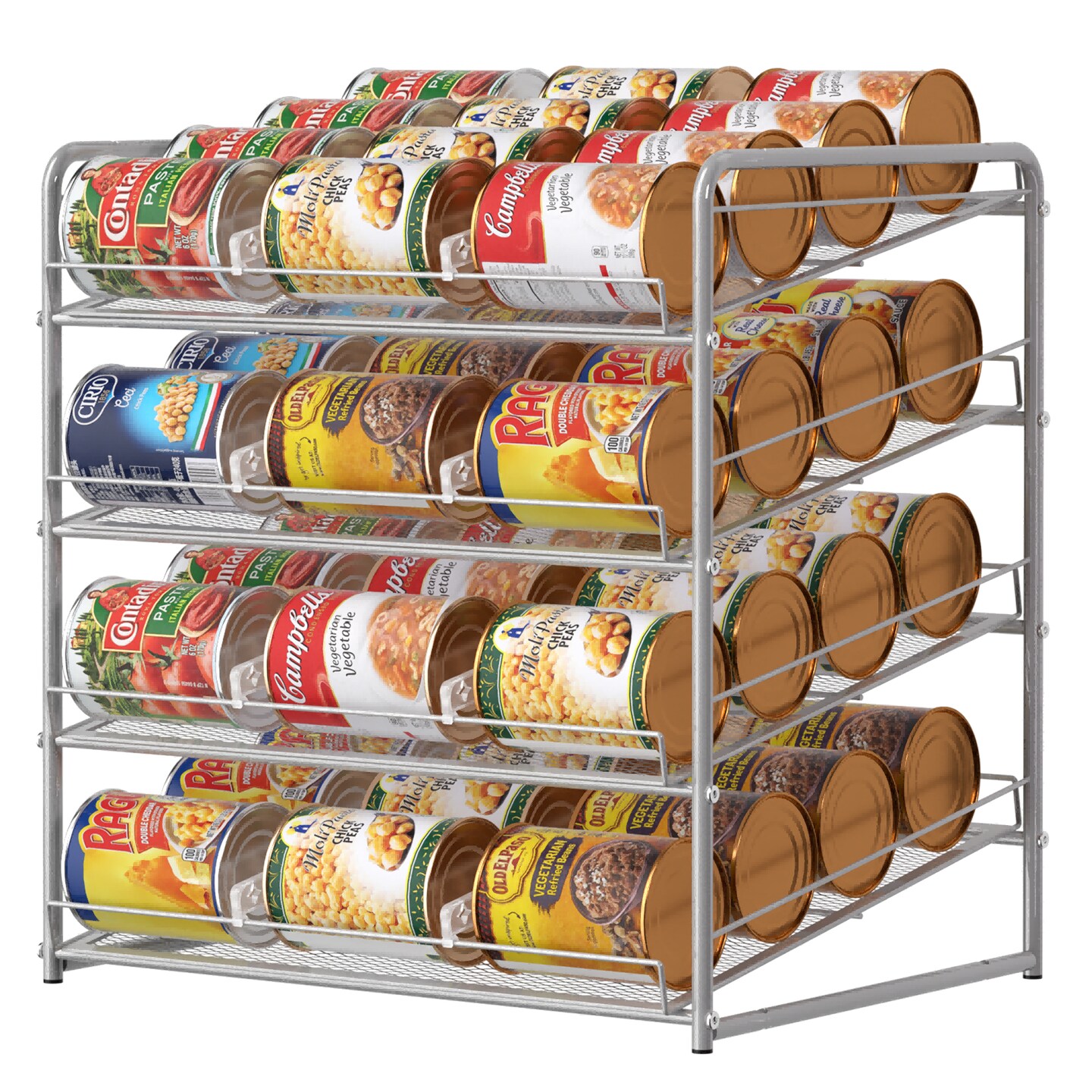 Can Rack Organizer 4-Tier Metal Can Rack Organizer Holds Up to 48 Cans, Can Dispenser for Pantry, Kitchen, Cabinets and Countertops