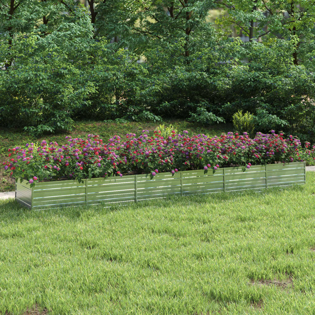 vidaXL Garden Raised Bed 189&#x22;x31.5&#x22;x17.7&#x22; Galvanized Steel Silver