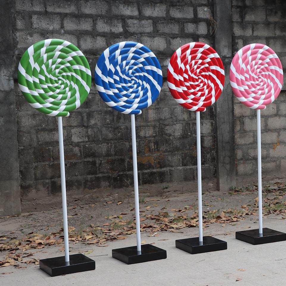 Red Swirl Lollipop Over Sized Statue