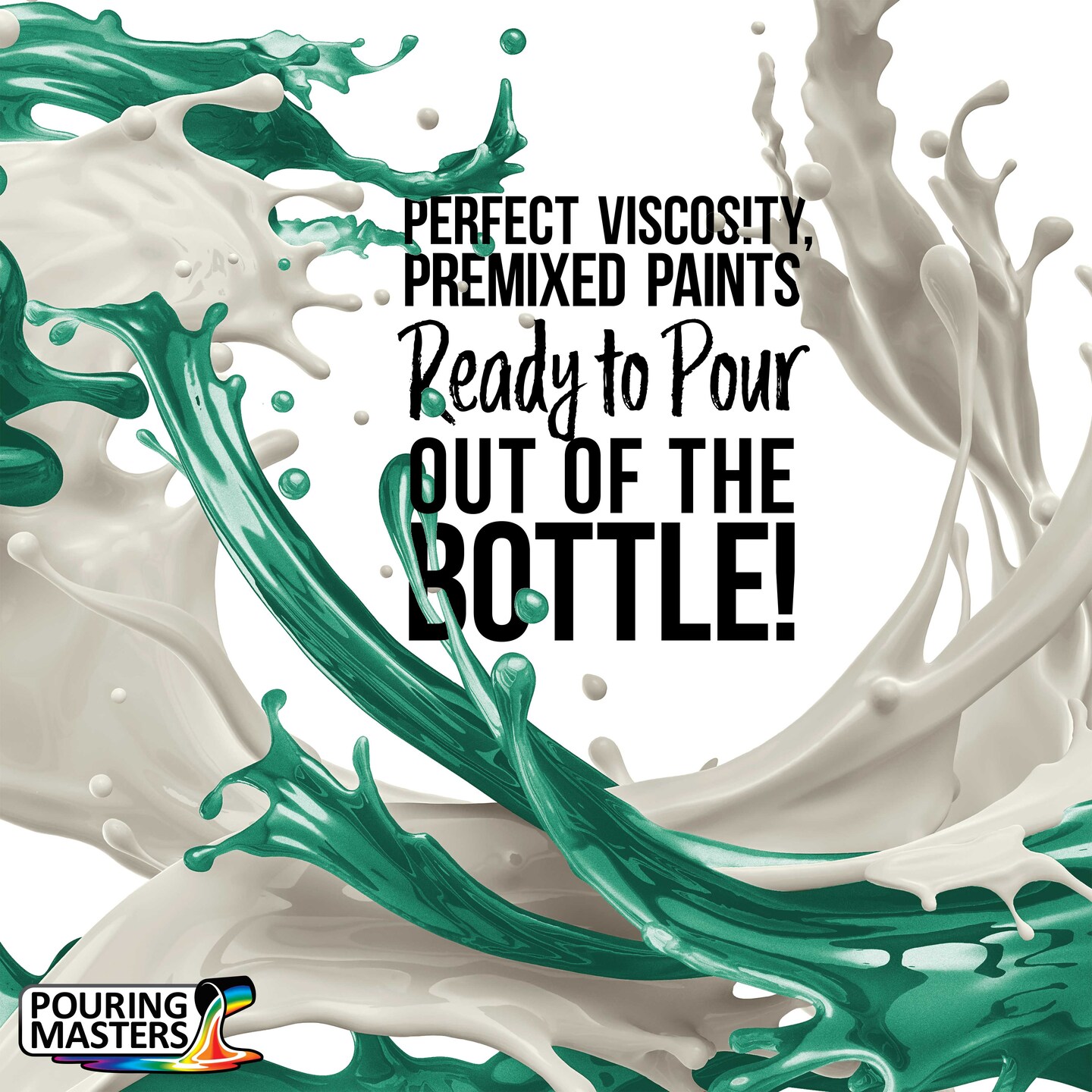 Aqua Metallic Pearl Acrylic Ready to Pour Pouring Paint - Premium 32-Ounce Pre-Mixed Water-Based - Painting Canvas, Wood, Crafts, Tile, Rocks