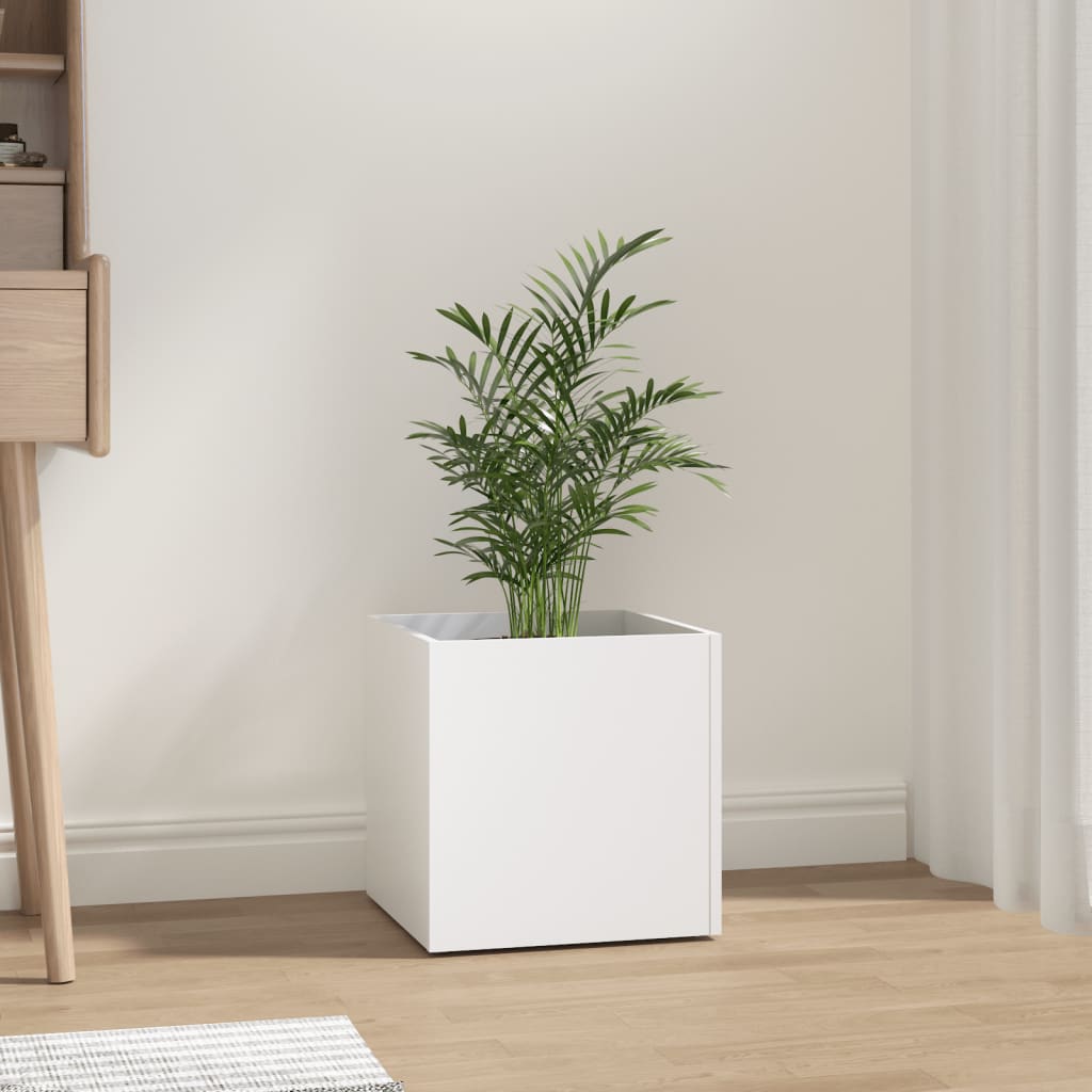 vidaXL Planter Box White 15.7&#x22;x15.7&#x22;x15.7&#x22; Engineered Wood