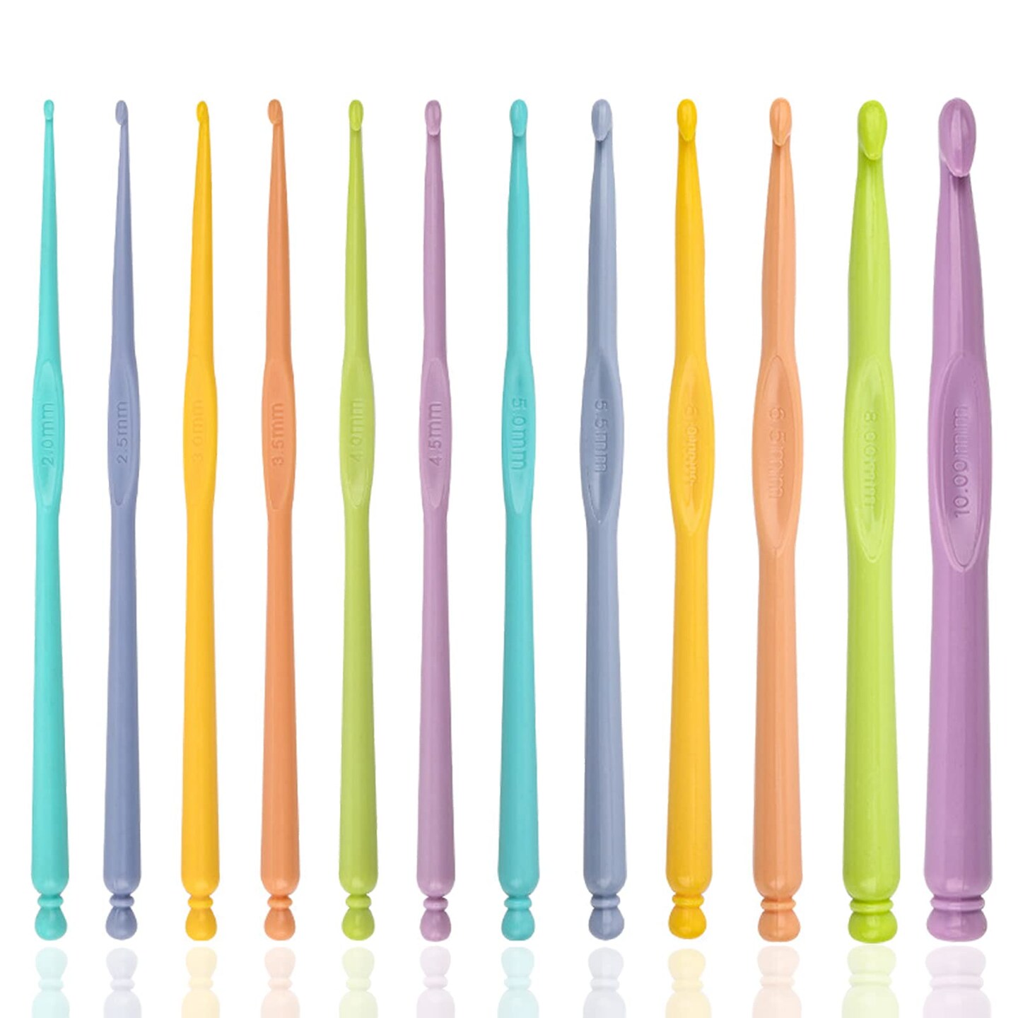 Plastic Crochet Hooks 12 pcs Different Sizes (2.0mm - 10.0mm) Crochet Needles QLRFFLJOY Colorful Crochet Hook Set DIY Yarn Weaving Tools for Scarf Hat Gloves Knitting