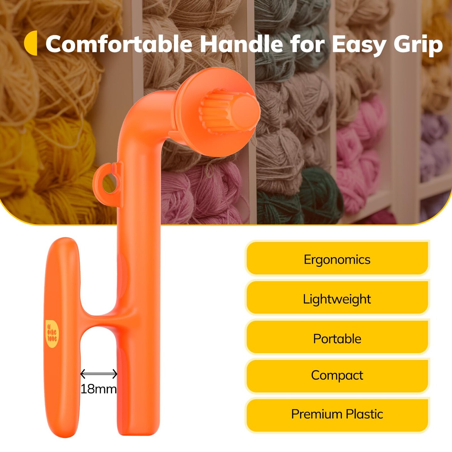 Crochet Holder for Beginners - Crochet Helper to Learn How to Crochet and Make Magic Rings, 3 in 1 Magic Rings Tool, Yarn Tension Regulator and Yarn Guide Tool, Crochet Tool for Beginners (Orange)
