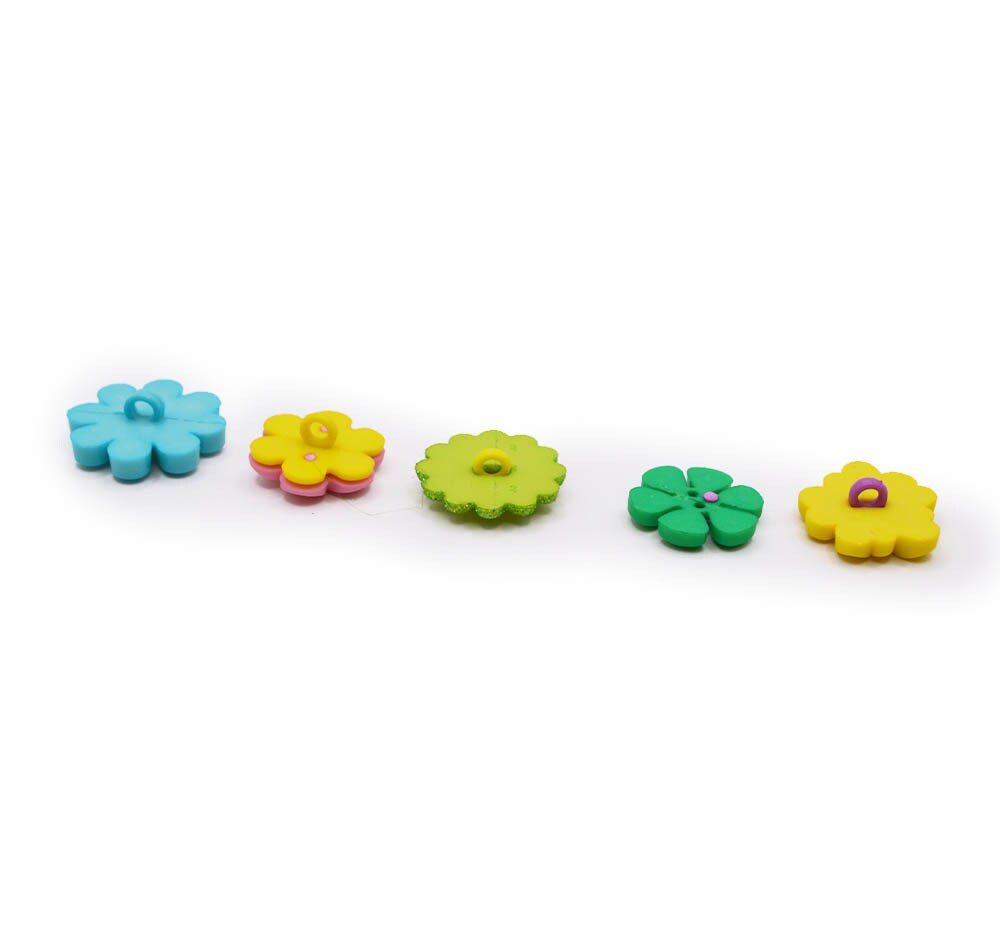 Blooming Beauties Craft Embellishments Multicolored Floral Shank-Back &#x26; Sewing Buttons 24pcs