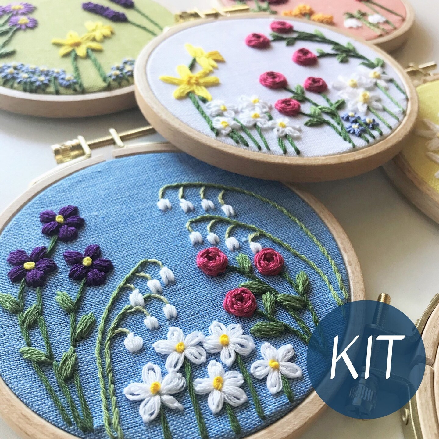 product name is Family Flower Garden Embroidery Kit - Beginner Embroidery