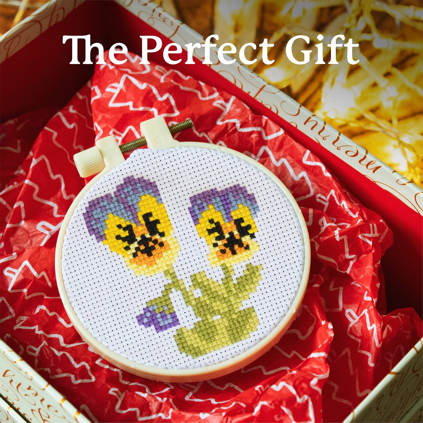 Cross Stitch Kits for Beginners (Flower Theme - 6.75 Inch - 4 Pack 1 x Embroidery Hoop) DIY Embroidery Needlepoint Patterns for Adults, Includes Poppy, Rose, Sunflower and Pansy.