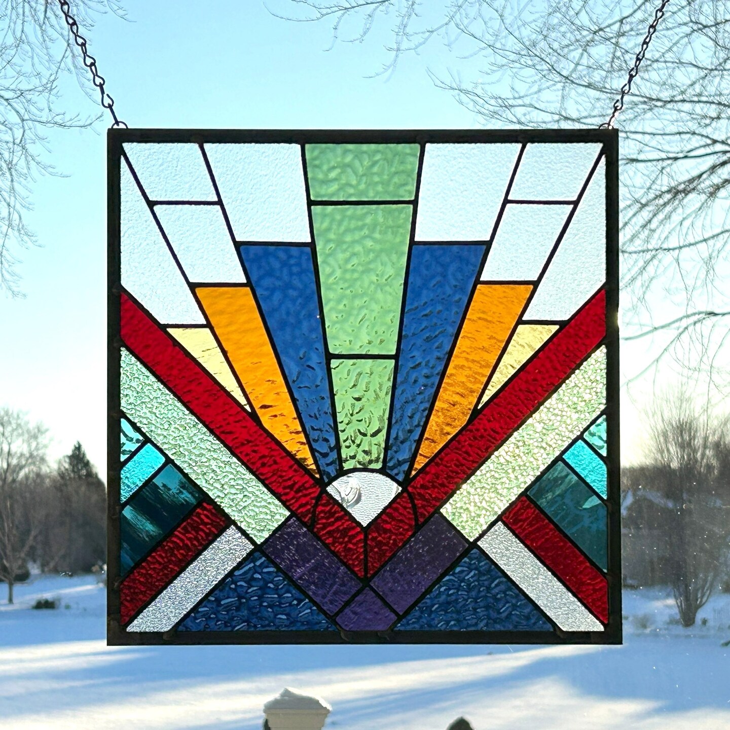 【希少】ヴィンテージ ART glass STENHYTAA W.W. Stained Glass Window - W-29 Geometric Splash - Etsy