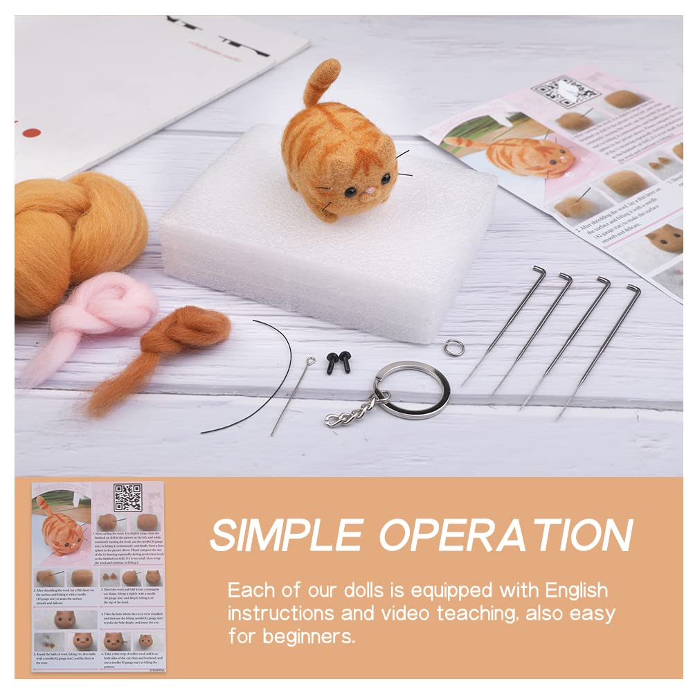 QMNNMA Needle Felting Kit, Animals Needle Felting Set, DIY Wool Felt Materials Set with Felting Tool and Instruction for Needle Felting Craft Project and DIY Handmade