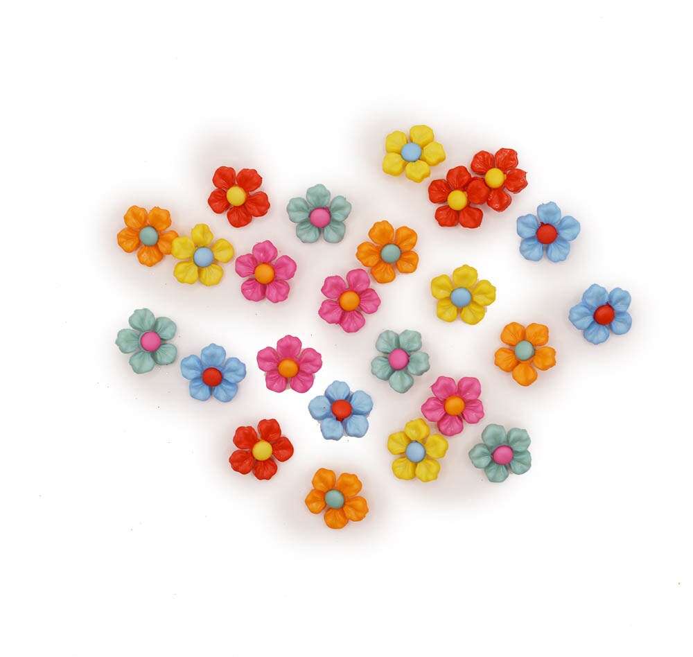 Tiny Blossom Craft Embellishments Delicate Floral Shank-Back Buttons 24pcs