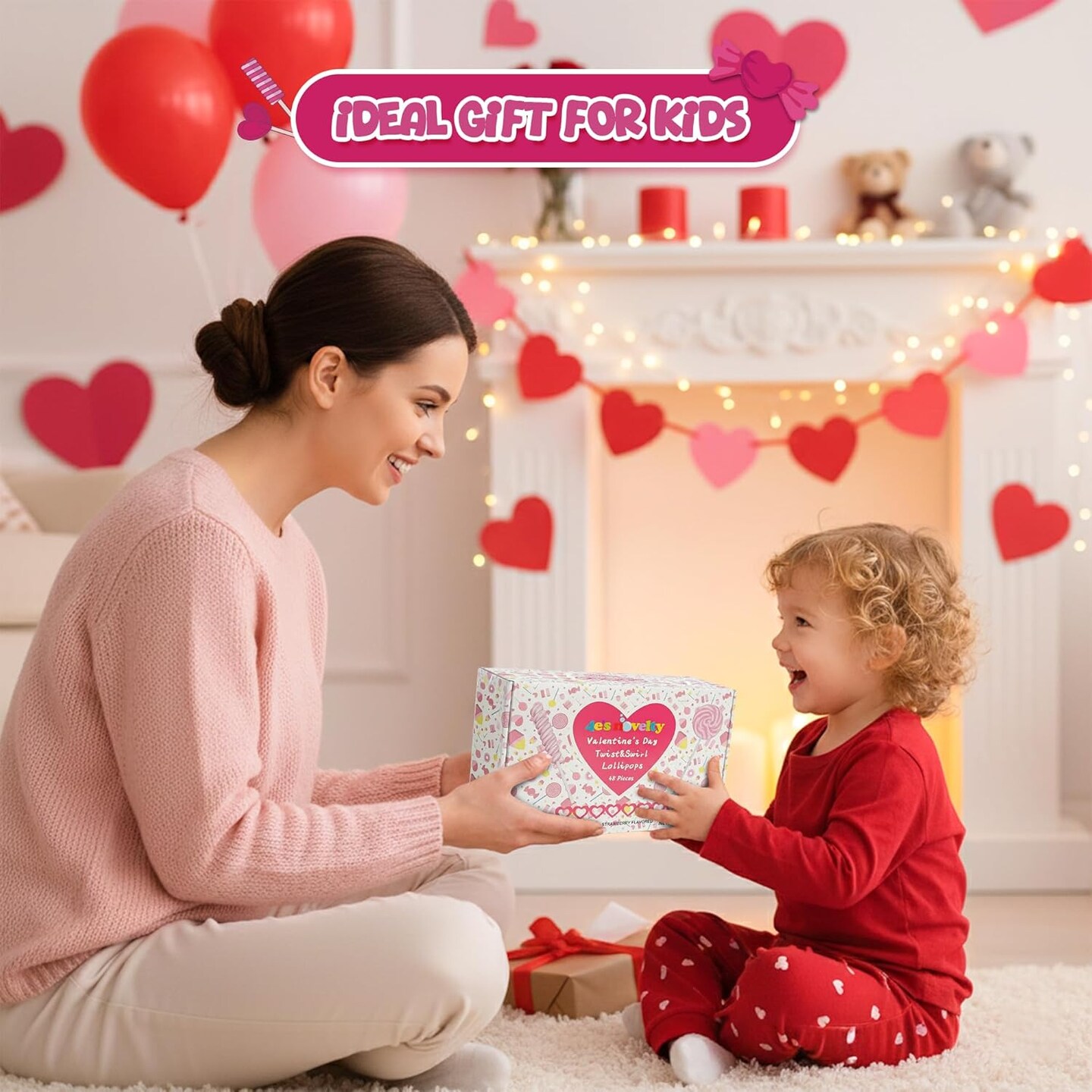 4E's Novelty Pink Swirl and Twist Lollipop (48 Pack) - Pink Swirl Lollipops Individually Wrapped Valentines Candy Bulk for Kids Classroom Exchange, Fun and Sweet Twist Lollipops Bulk Party Favors