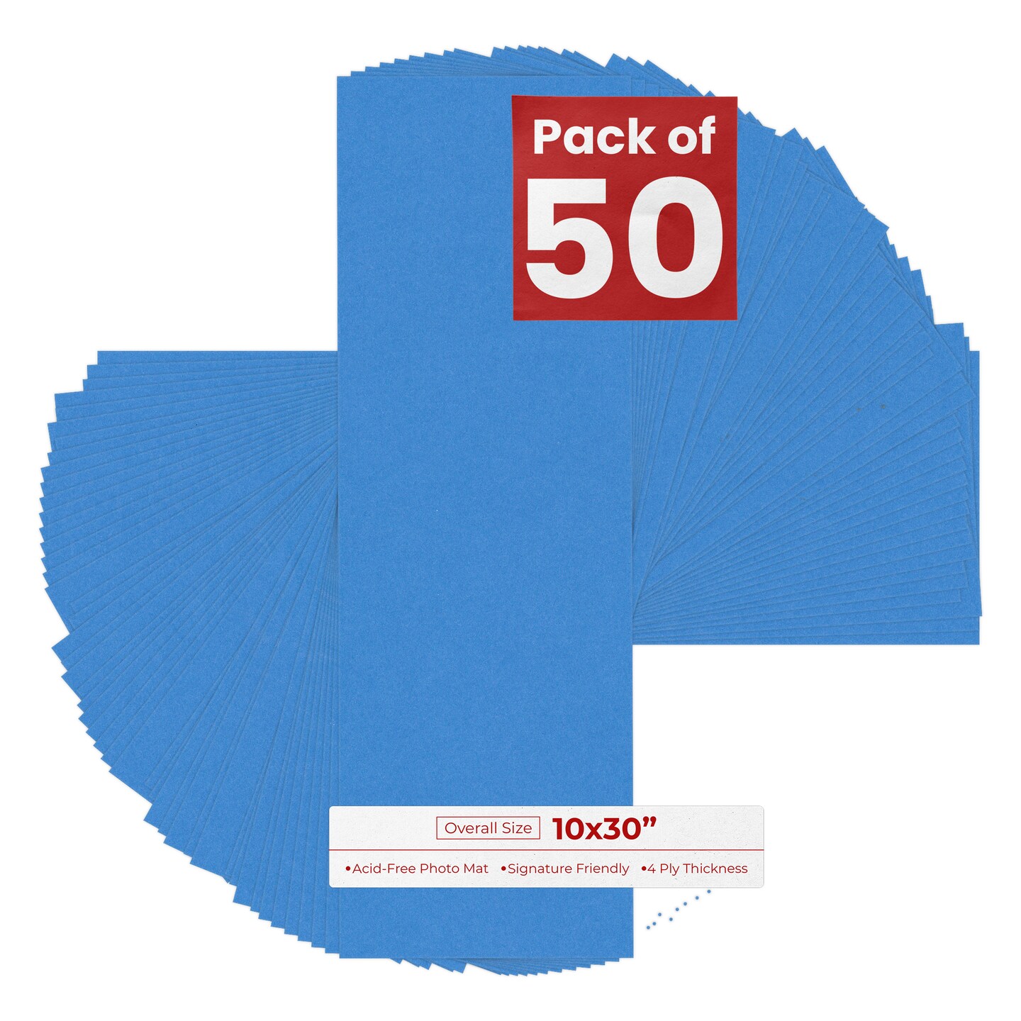 Bay Blue 10x30 Uncut Mat Board - Blank Sheets, No Opening, Color: Blue ...