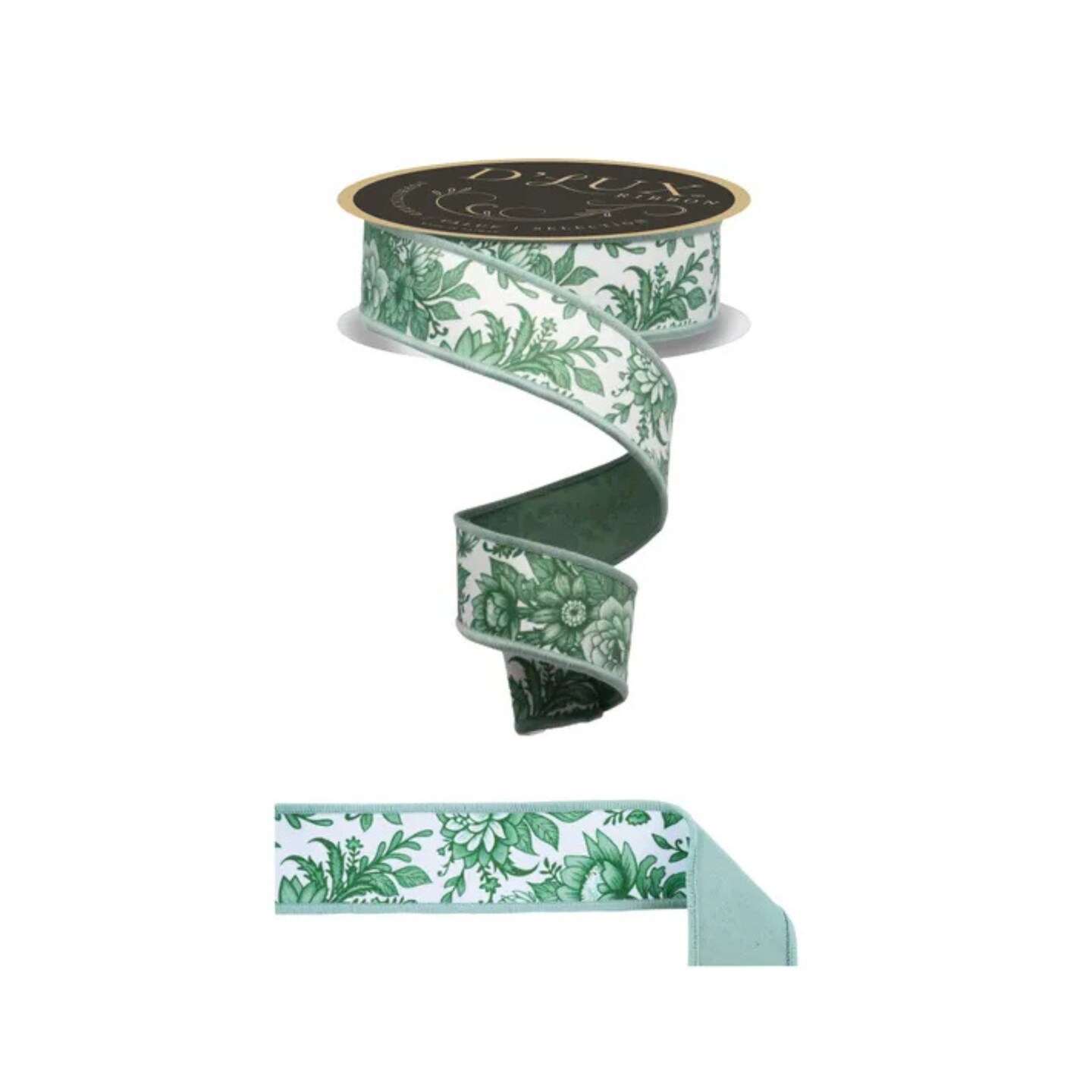 Chinoiserie Sage Green Double-Sided Wired Ribbon 1.5"x10yd-LX3125278