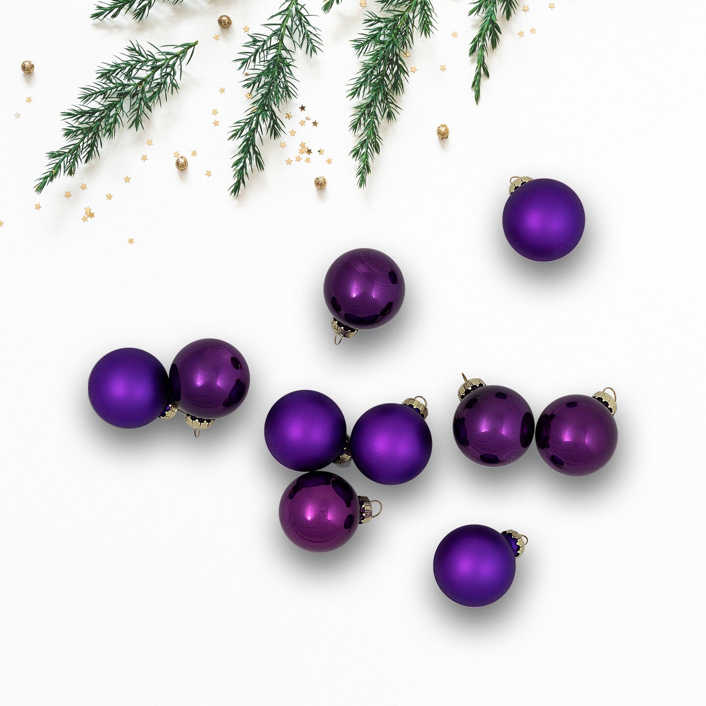 Northlight Shiny and Matte Purple Glass Ball Christmas Ornaments - 1.5" (40mm) - Purple - 10ct
