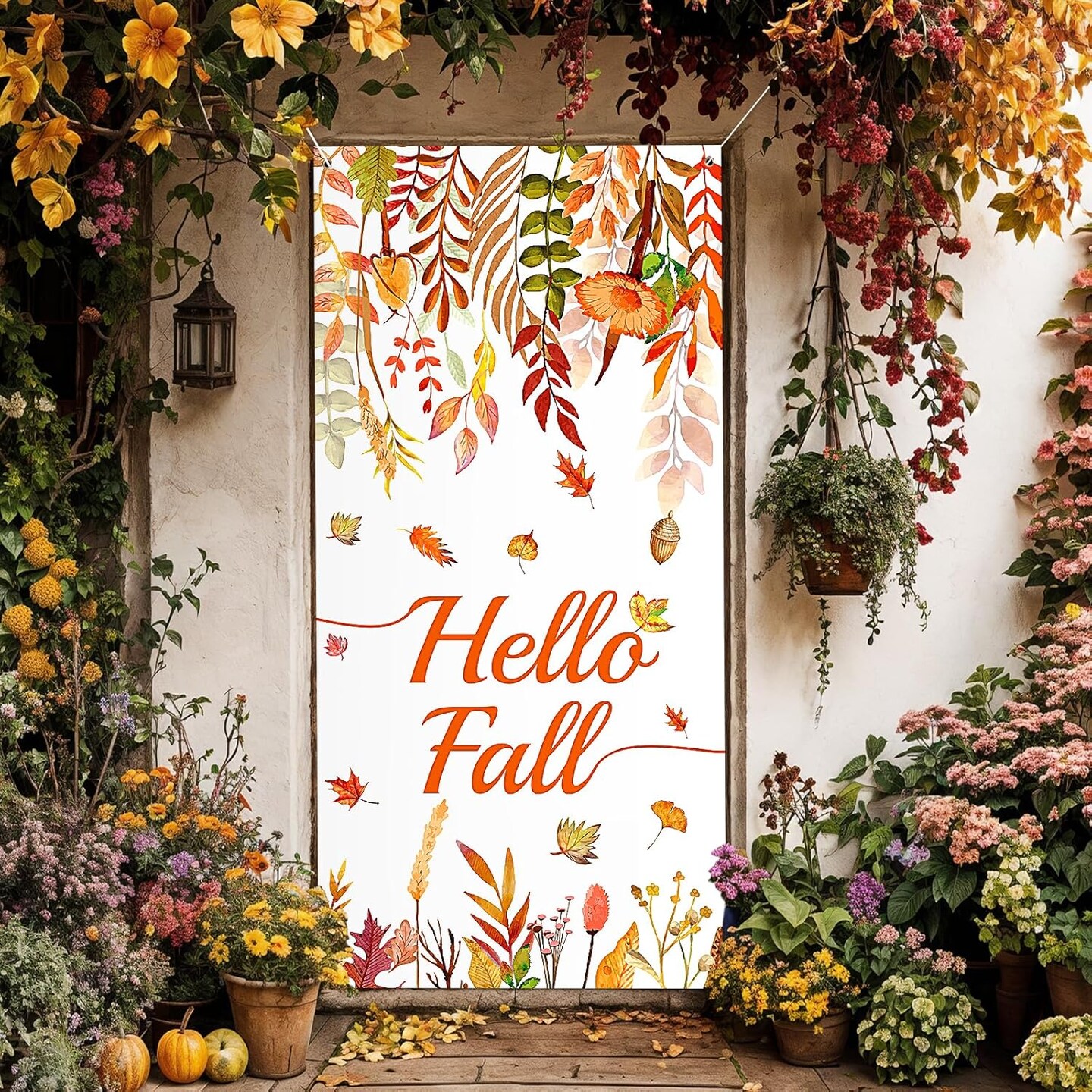Hello Fall Door Cover Decorations Hello Autumn Door Banner Background