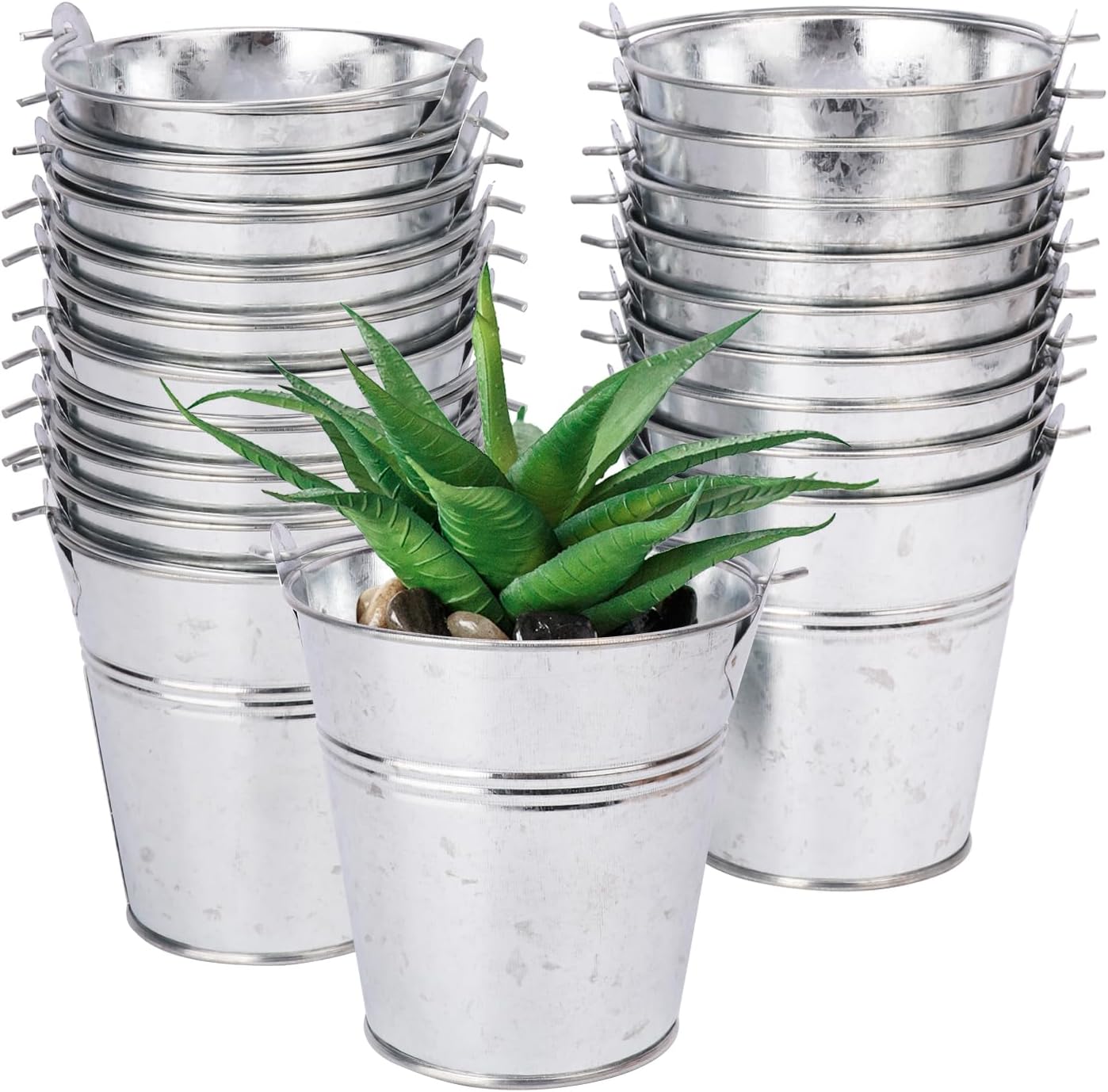 22 Pack 4" Mini Metal Bucket (Iron Primary) 4"L x 2.75"W x 4"H