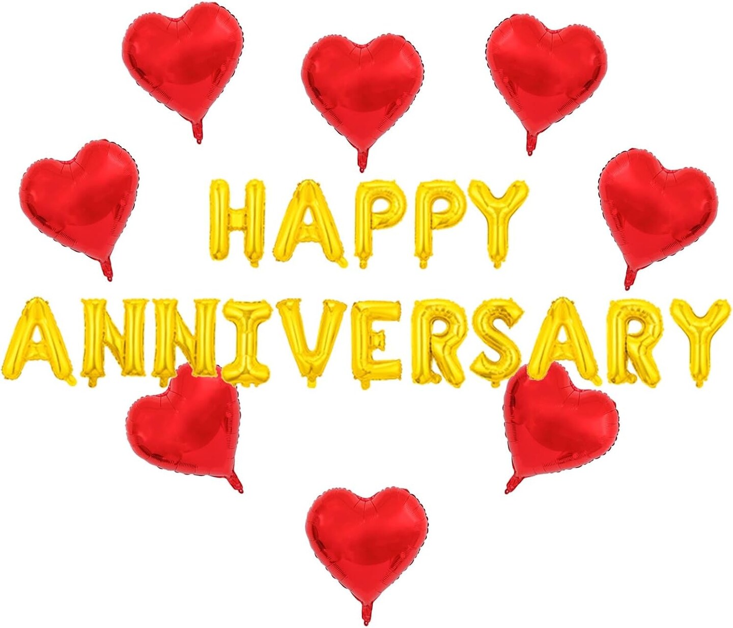 Happy Anniversary Balloon Banner Love Party Decoration (Yellow) 3.3 x 3.3 x 0.3 inches