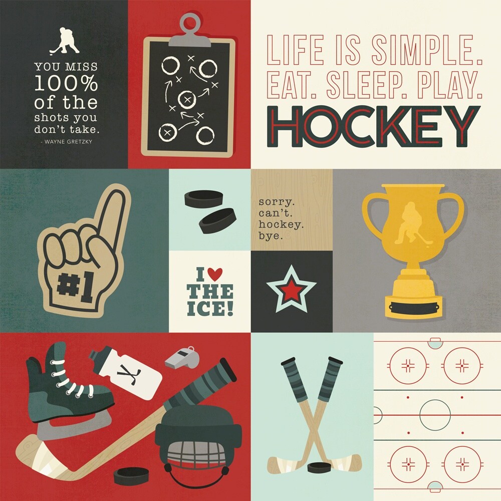 Simple Stories Hockey Double-Sided Cardstock 12"X12"