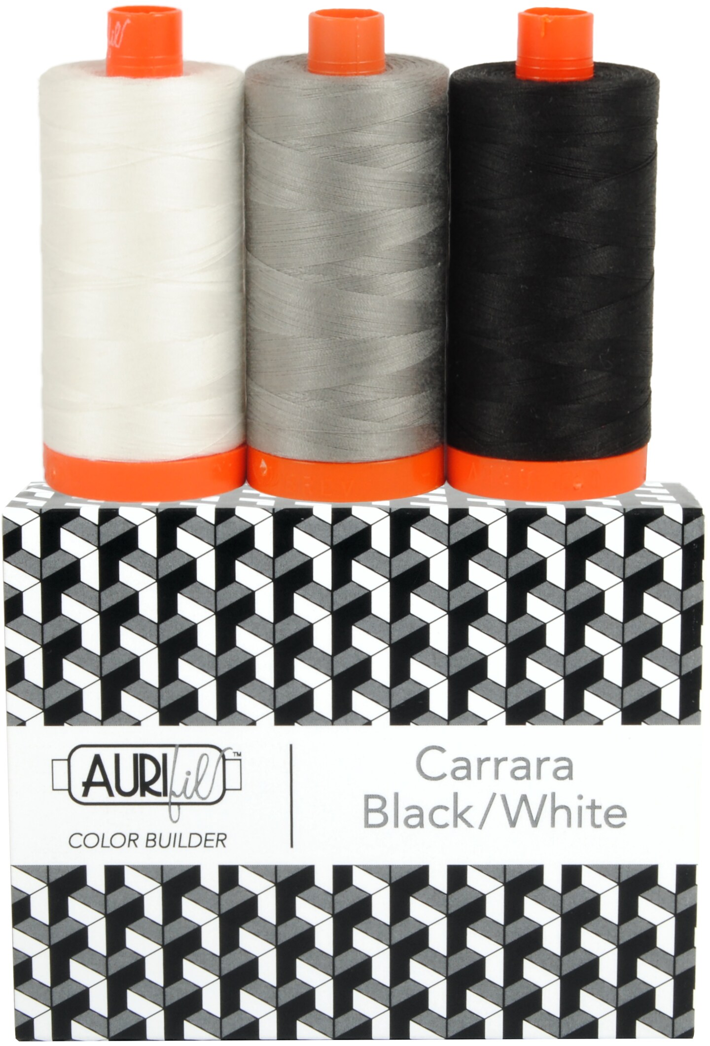 Aurifil 50wt Cotton Color Builder Thread Collection-Carrara Black/White