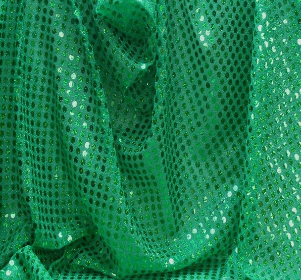 6MM Kelly Width 38/44 inches 1 Yard Green Sequin Fabric Lightweight Apparel &#x26; Costume Fabric