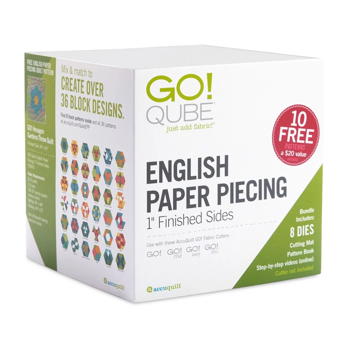 AccuQuilt GO! Qube English Paper Piecing Die – 1" Finished Sides Fabric Cutting Die