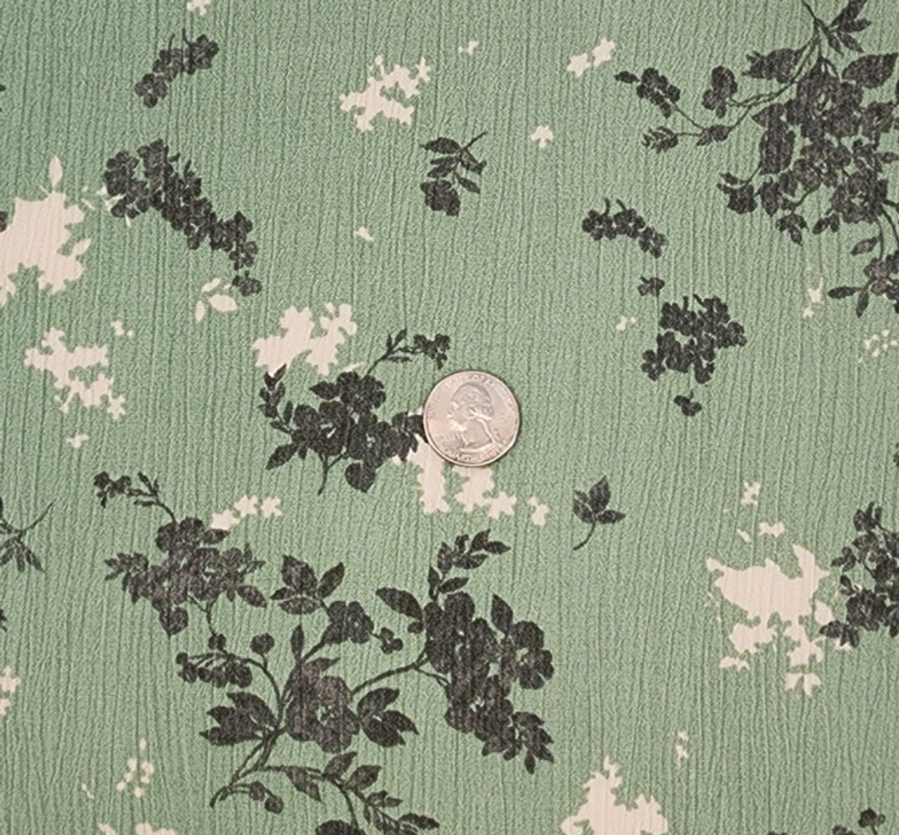 1 Yard Laurel Green 100% Rayon Crinkle Fabric 50/52&#x22; Wide Lightweight Textured Apparel