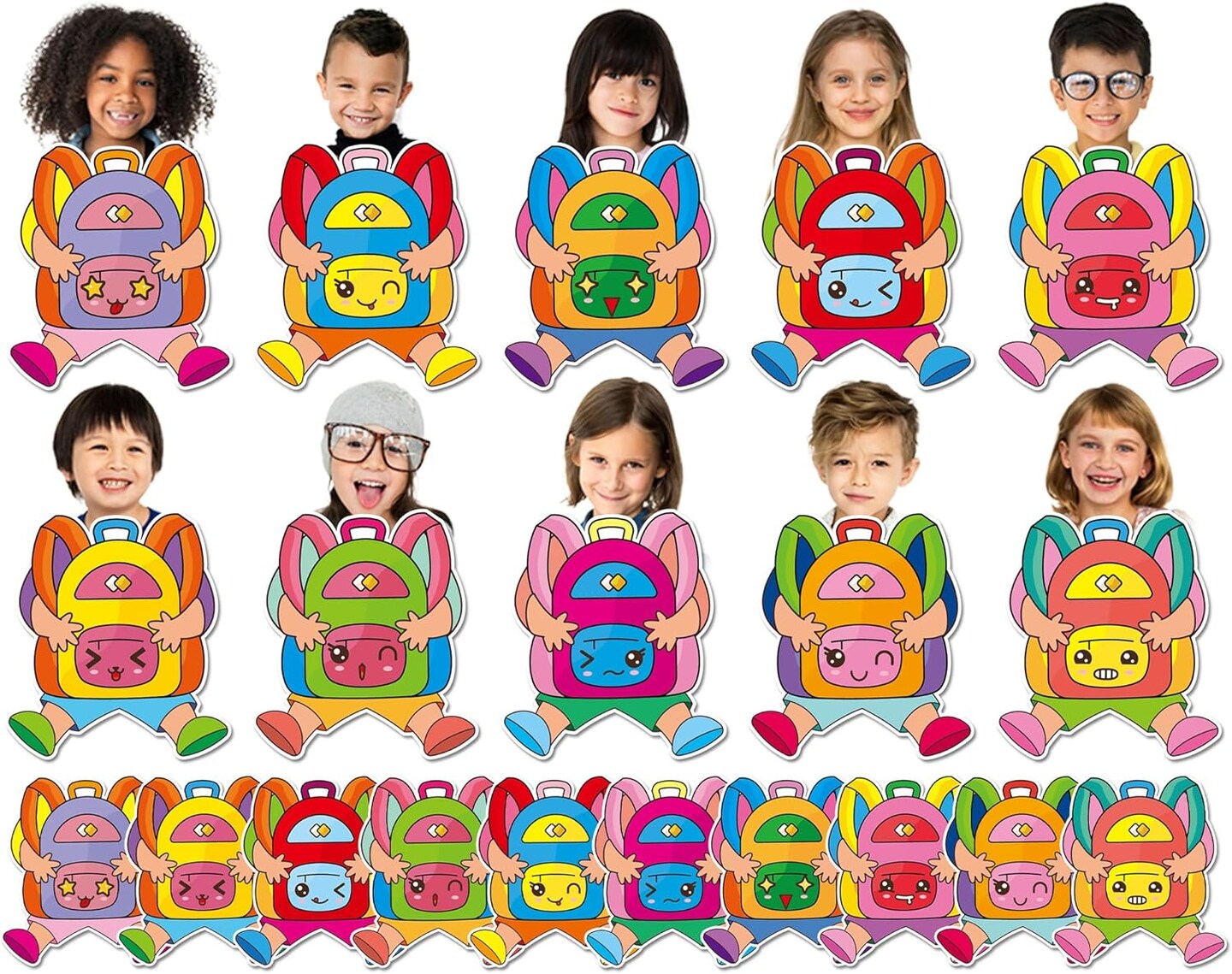 80Pcs Colorful School Bag Cutouts Back to School Decorations Bulletin Board (Colorful)