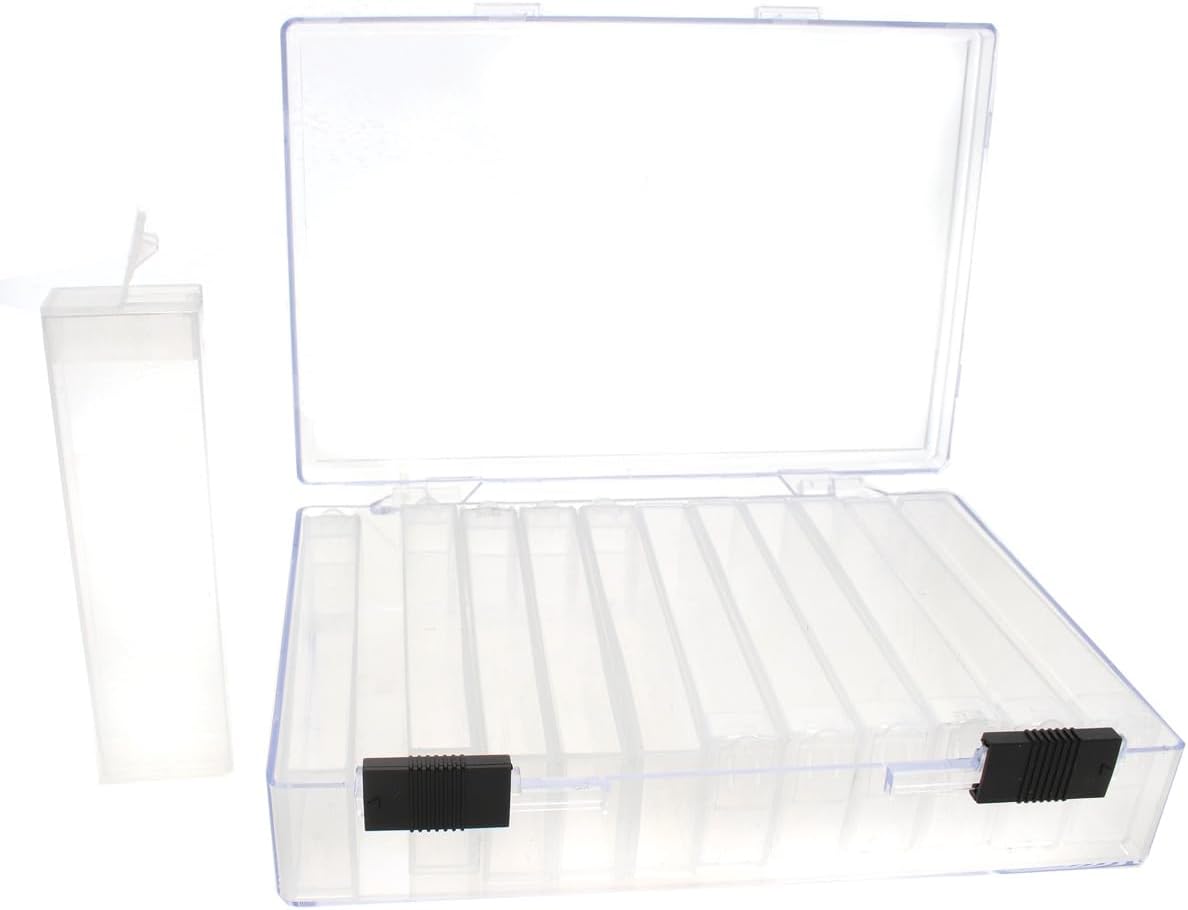 The Beadsmith Personality Case - Clear Storage Organizing System 6.25 x 4 x 1.4 inches - Includes 12 flip top Boxes 1 x 3.75 inches each, for organizing and storage