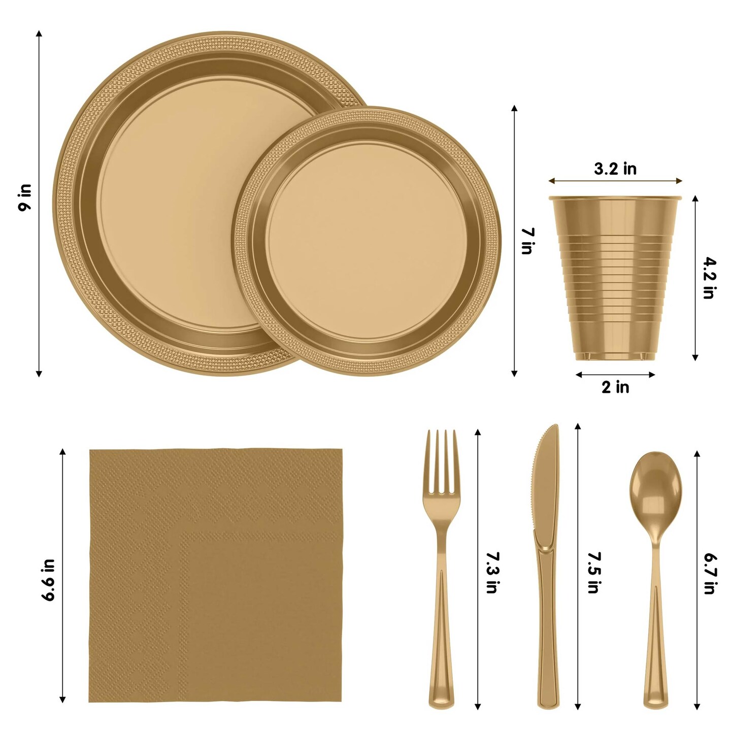 350 Count Gold Disposable Plastic Tableware Set Party Supplies Combo Pack