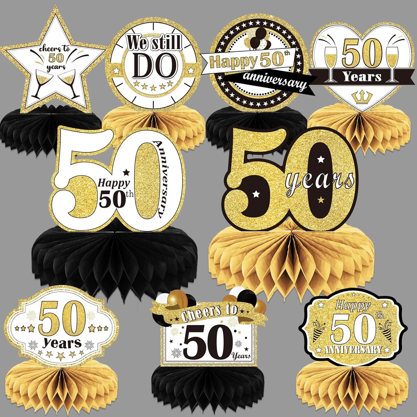 9 Pieces 50th Anniversary Decorations 50th Wedding Centerpieces for Tables