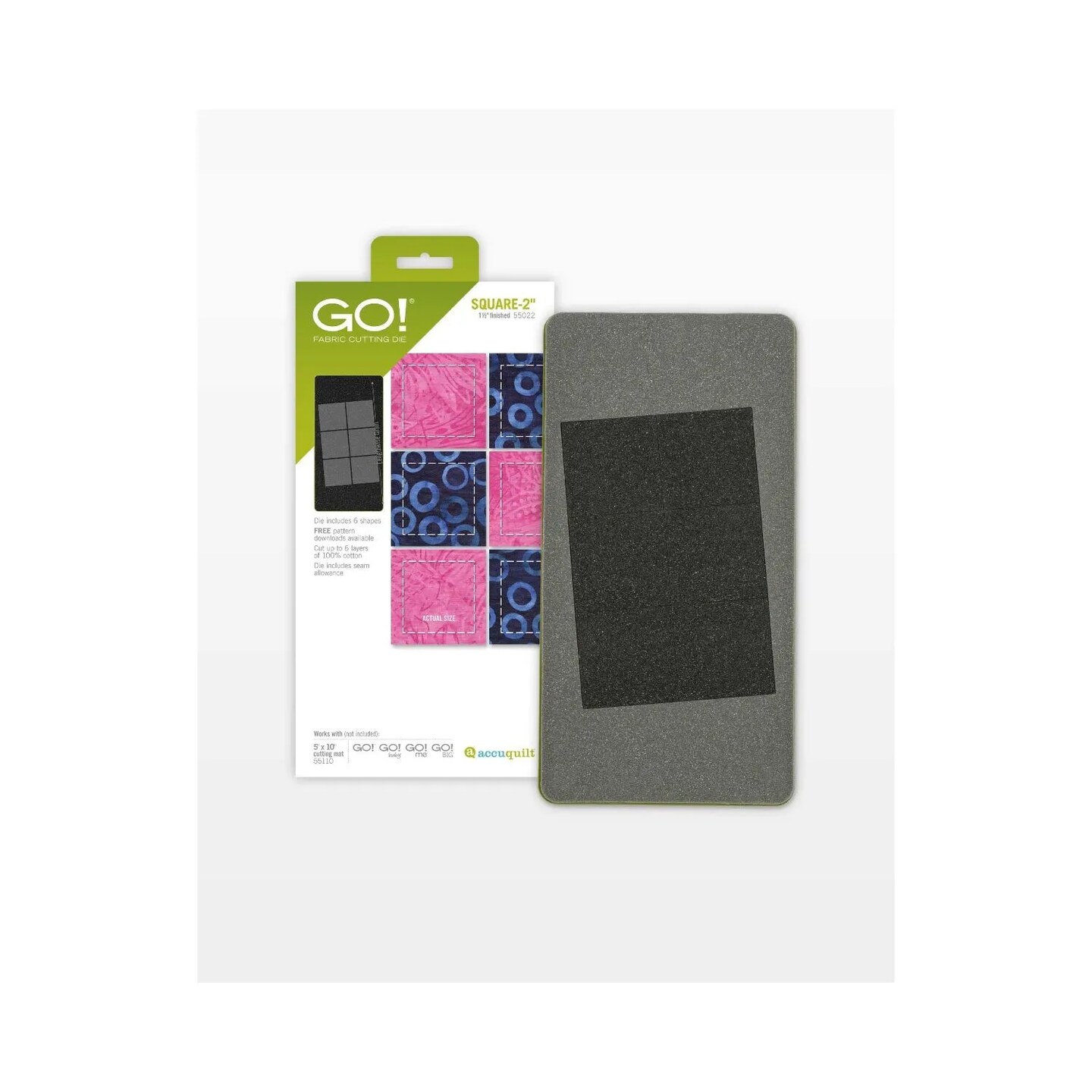 AccuQuilt GO! Square 2" Die (1 1/2" Finished) – Quilting Fabric Cutting Die for Precise Mini Square Quilt Blocks, Works with GO! Cutters