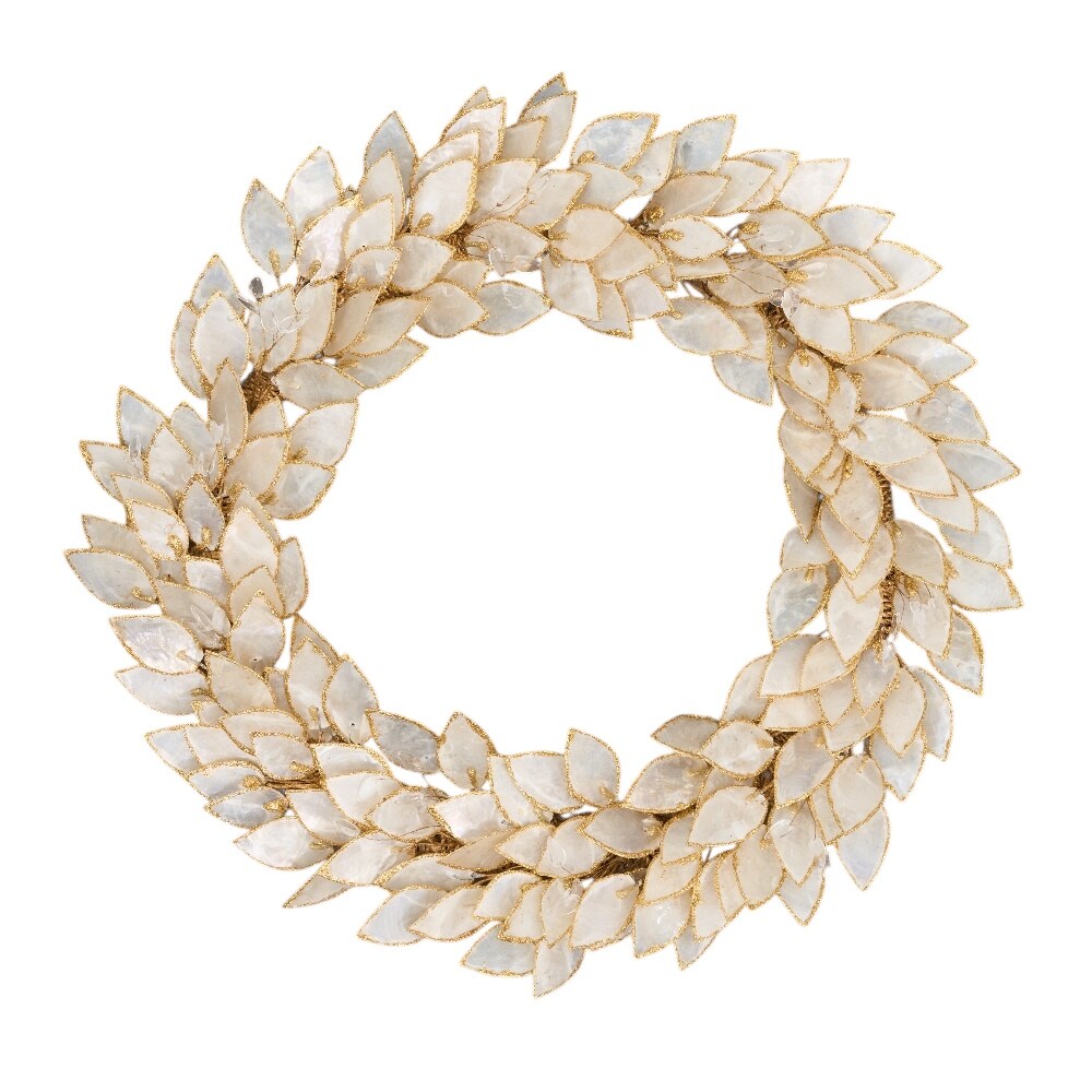 Handcrafted 19&#x22; Capiz Shell Wreath - Handmade Christmas Gift - Holiday Tree