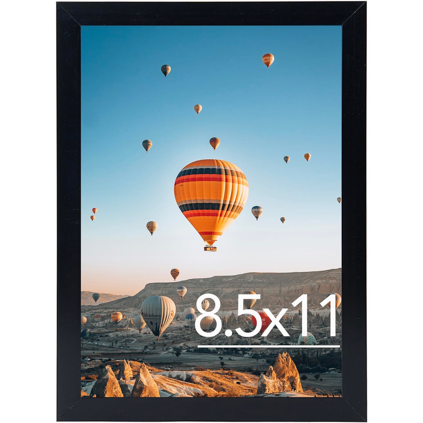 8.5x11 inch Picture Frame Black for Certificate Poster and Photo, Horizontal and Vertical Formats for Wall Hanging or Tabletop, 8.5x11 Frame with Shatter Resistant Plexiglass, Black