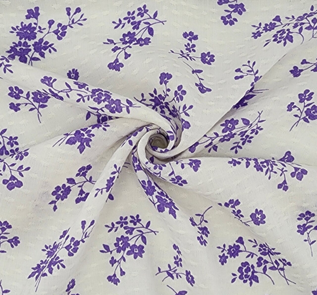 1 Yard Soft Rayon Jacquard Dobby Dot Fabric Off White and Purple For Fashion Wear Width: 53/54”