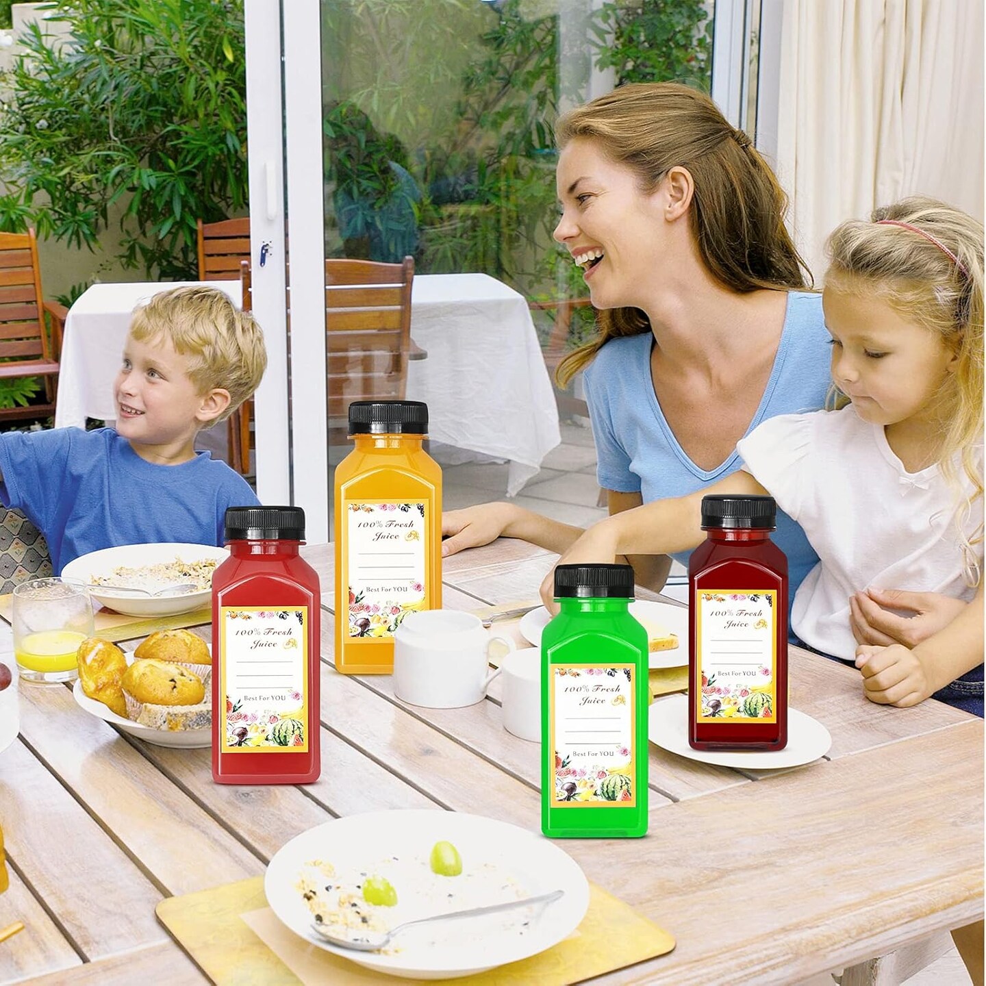 30 Pack 8oz Empty Plastic Bottles with Leak-Proof Caps (Black)