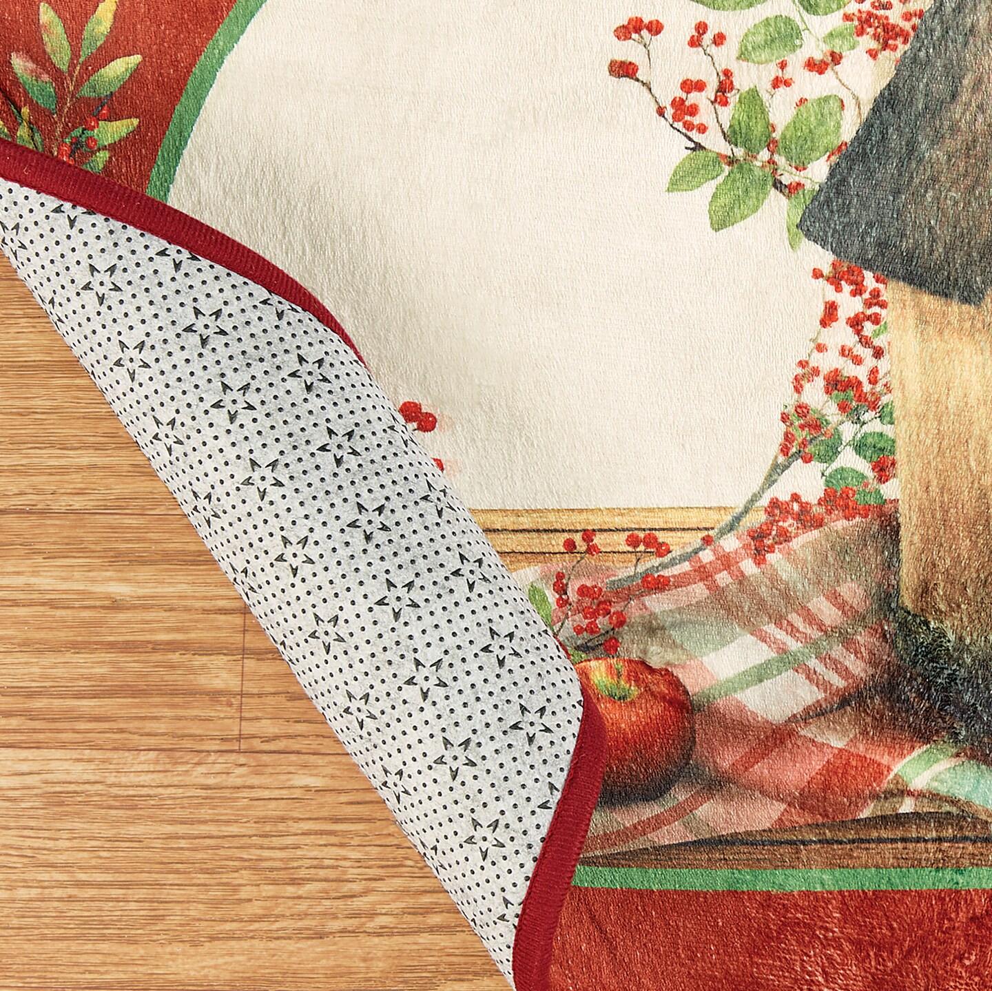 Collections Etc Country Apple Skid-Resistant Runner Kitchen Rug