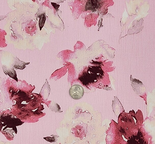 1 Yard Dusty Pink Rayon Crinkle Fabric Lightweight with Soft Drapey Texture for Dresses Blouses and Skirts 50/52 Inch Width