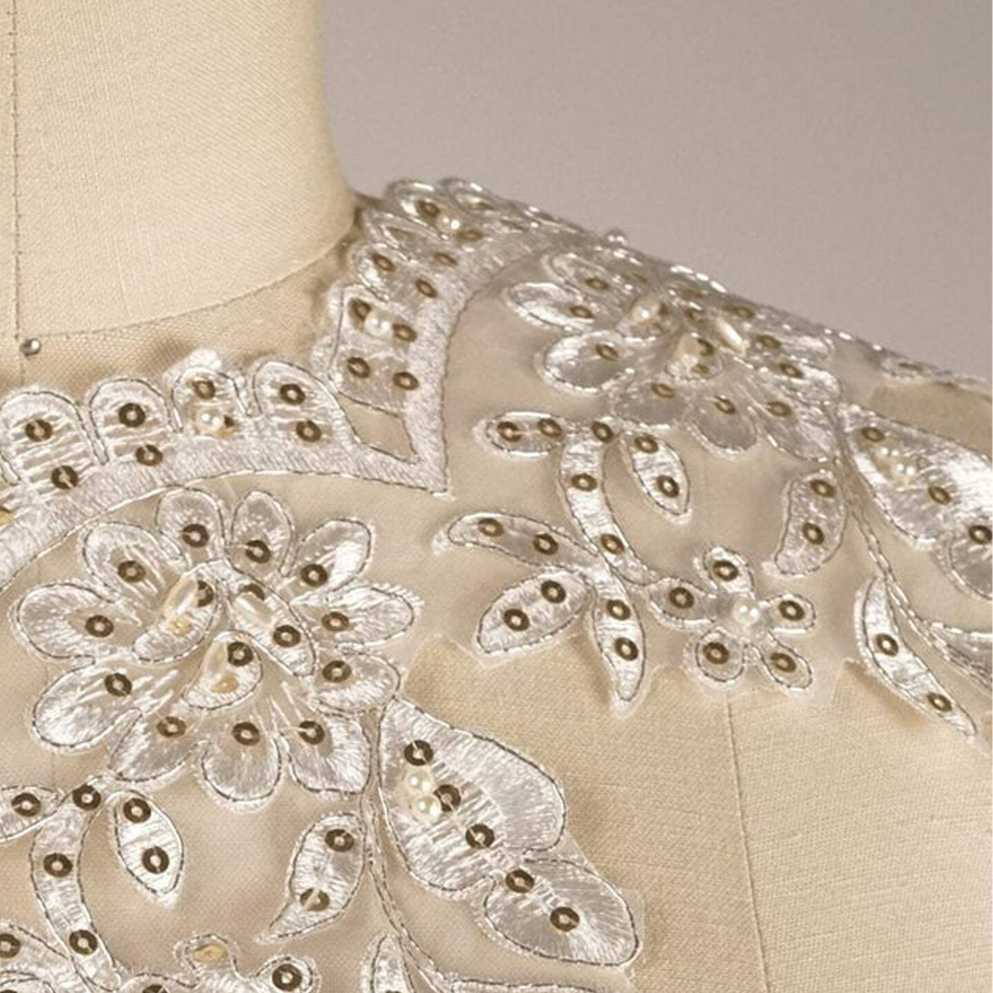 1 Yard Ivory and Gold Bridal Lace Trim with Beaded Roses and Scalloped Edges 6 Inch