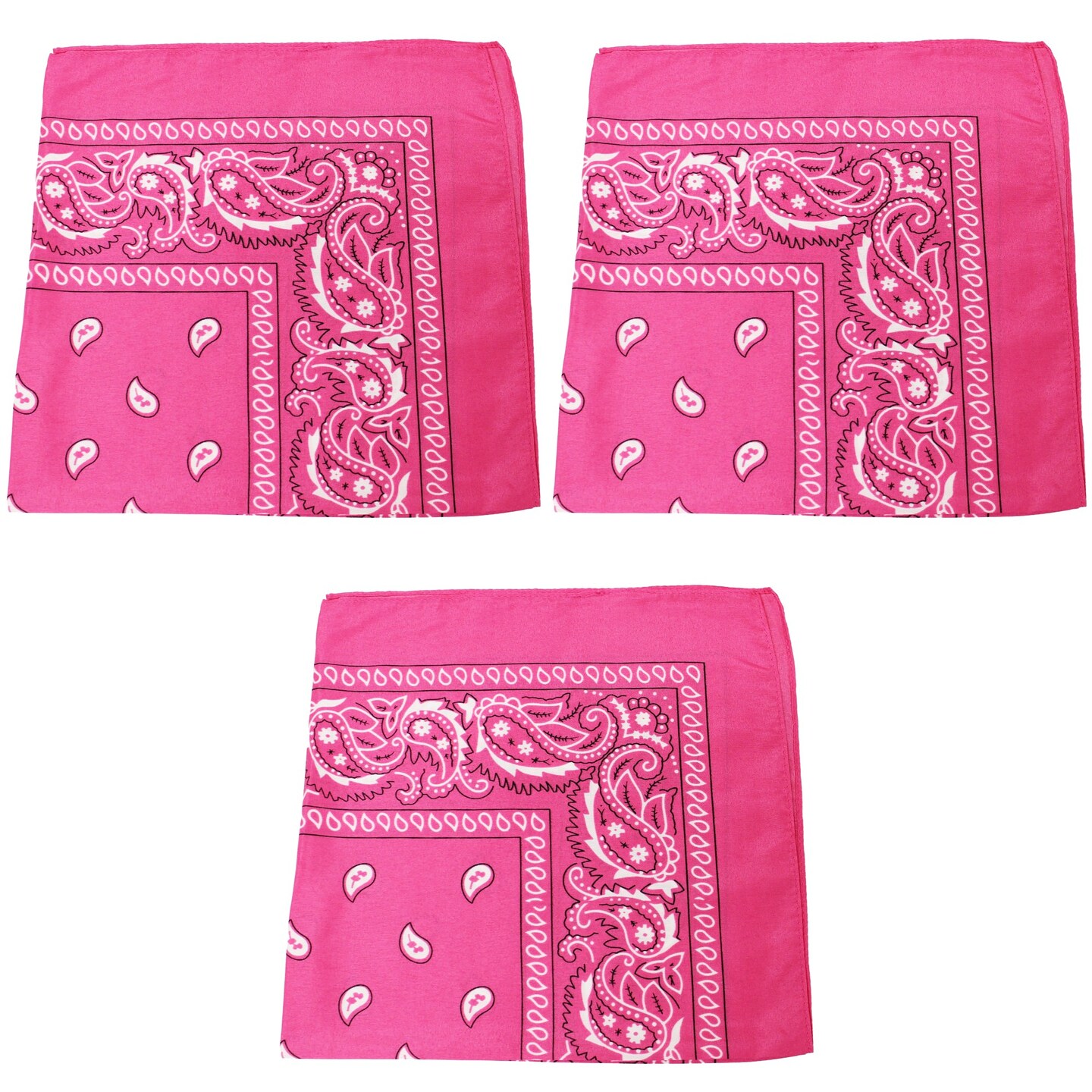3 Pack Paisley Cotton Bandanas Classic Western Style Headwear
