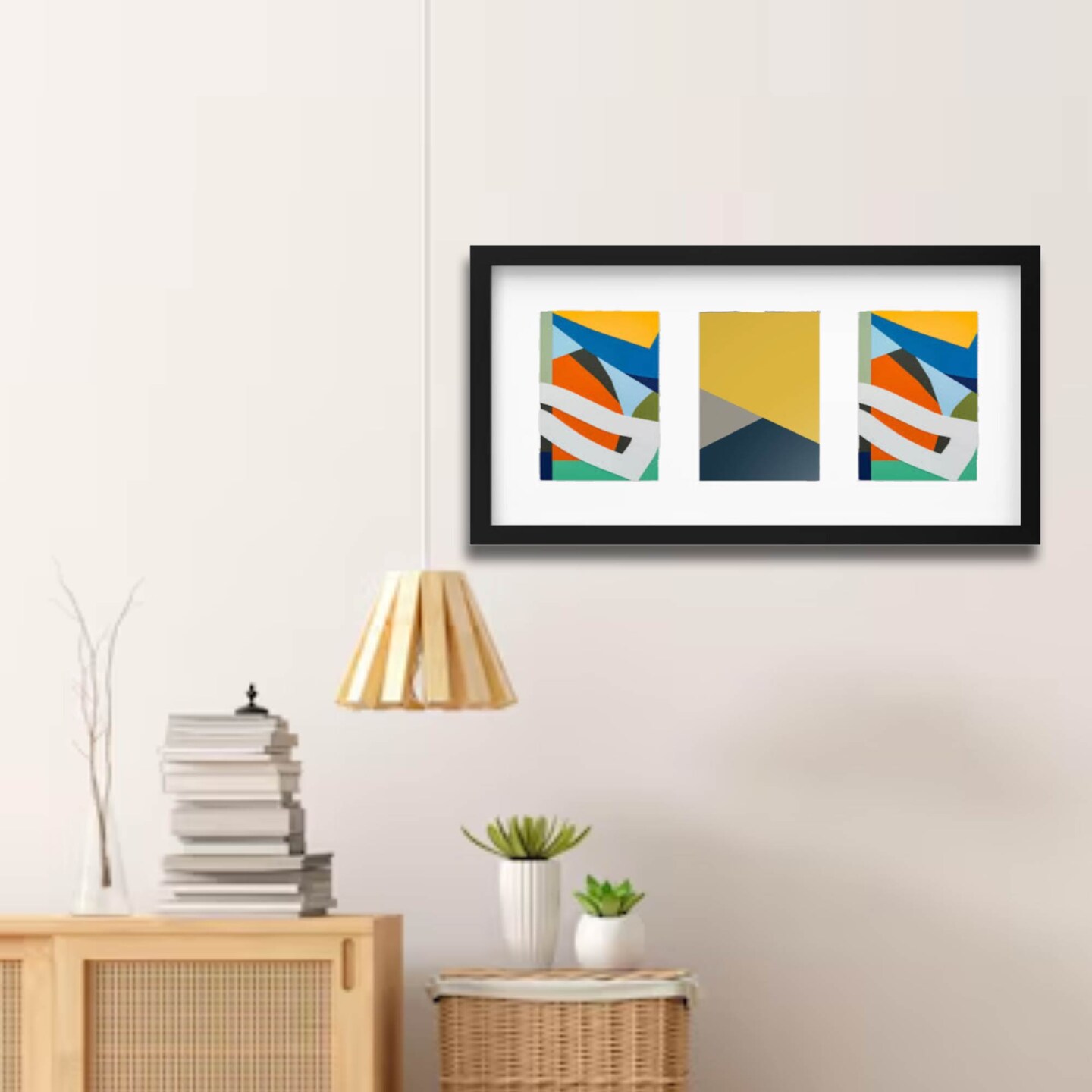 Black Frame for 3 Pictures, 21¾x11" – Horizontal/Vertical, Easy No-Nail Hanging!