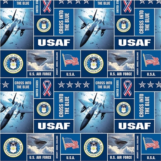 Sykel Enterprises U.S Air Force Block Fleece Fabric by the Yard