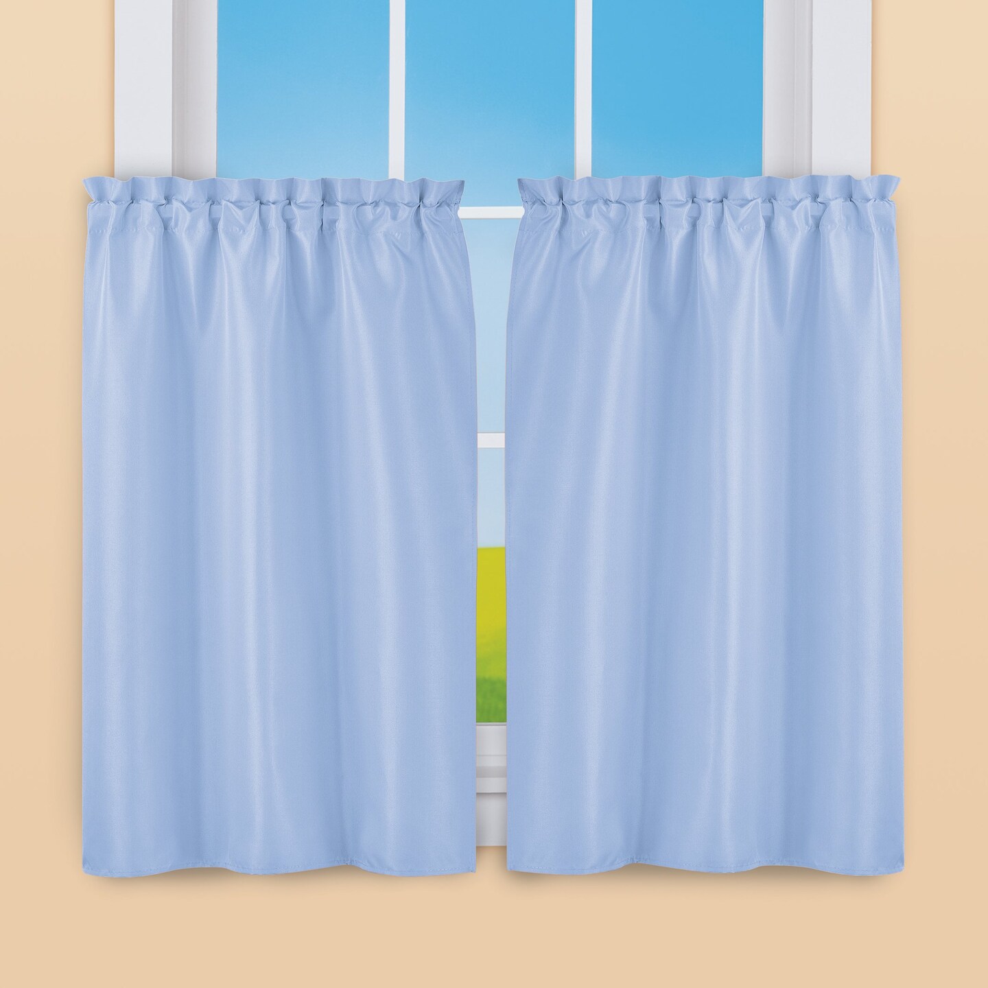 Collections Etc 5-Piece Ruffled Trim Tiers & Panels Window Curtain Set