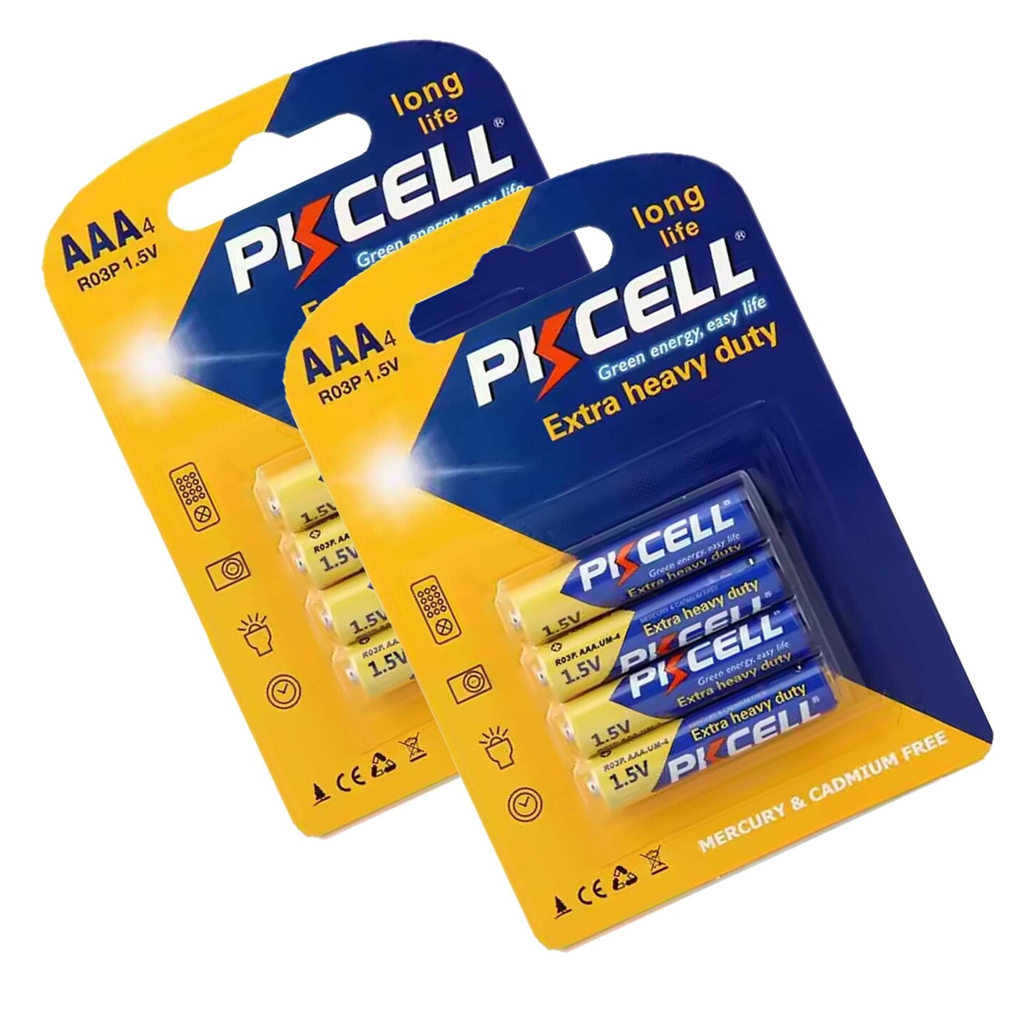 PKCELL® AAA Heavy Duty Batteries 4 Pack Reliable Power for Everyday Devices