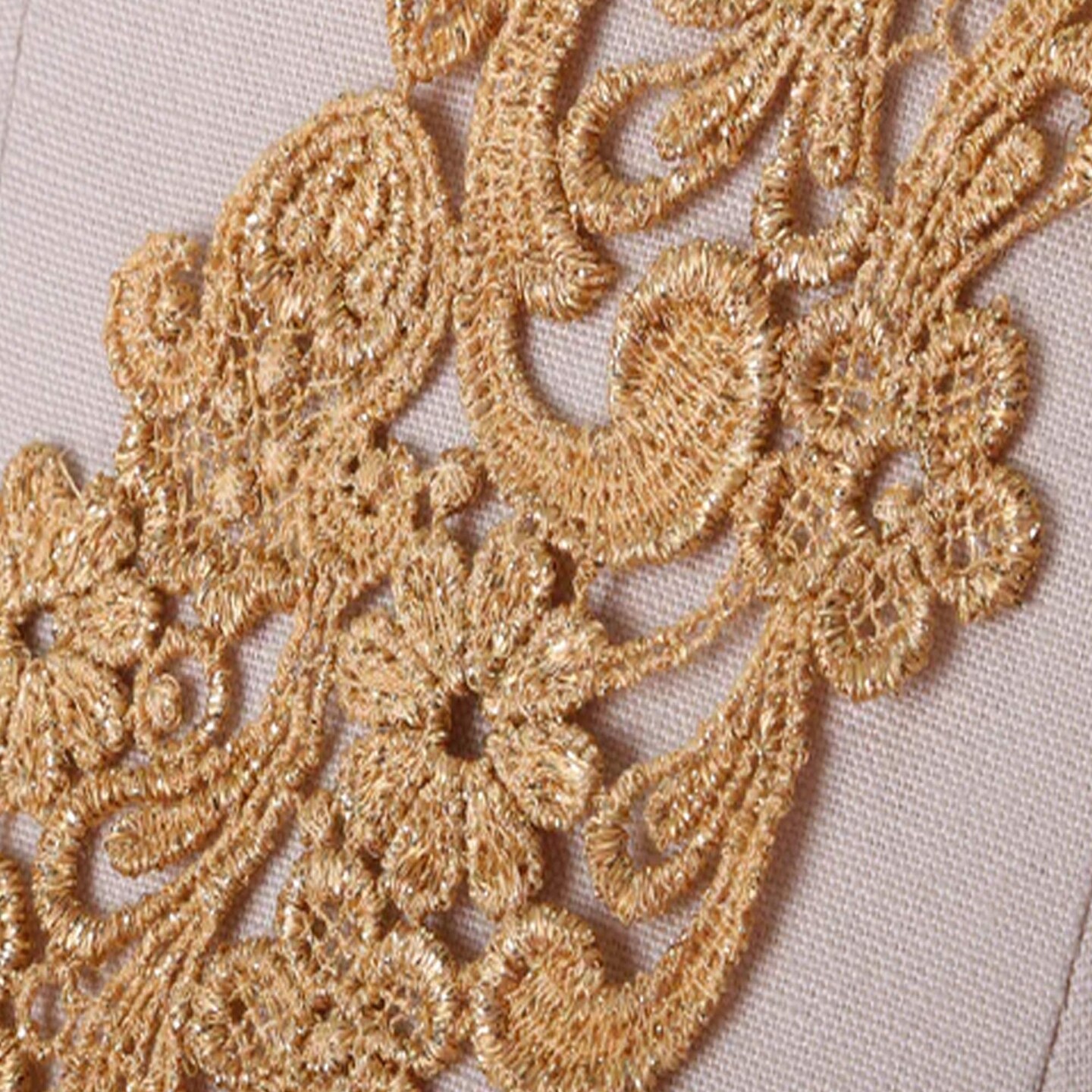 1 Piece Gold Metallic Venice Lace V Shaped Applique Patch for Gowns Dresses and Costumes