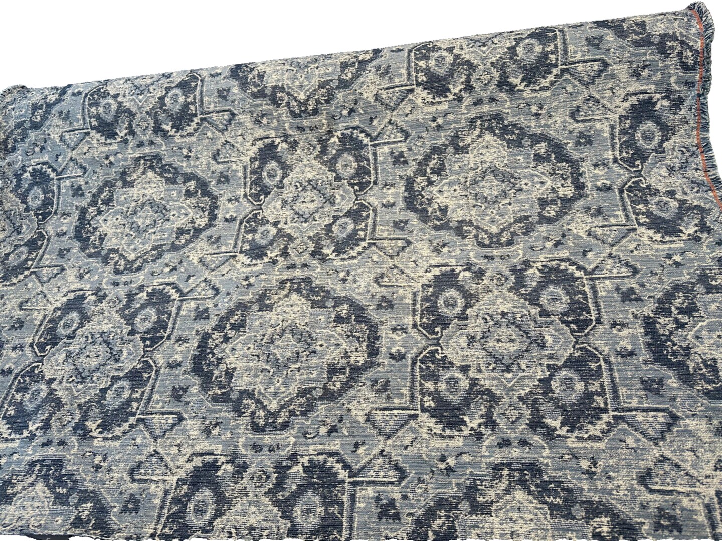 1 Yard Blue Chenille Upholstery Fabric Traditional Pattern Durable 56 Inch Width